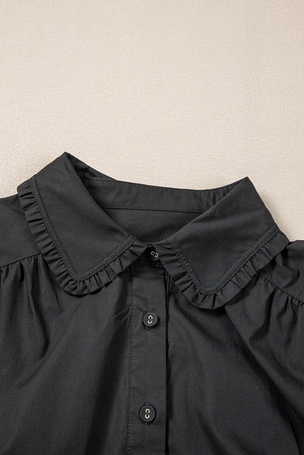 Black Shirt Style Ruffle Hem Dress - Navy Grays Boutique