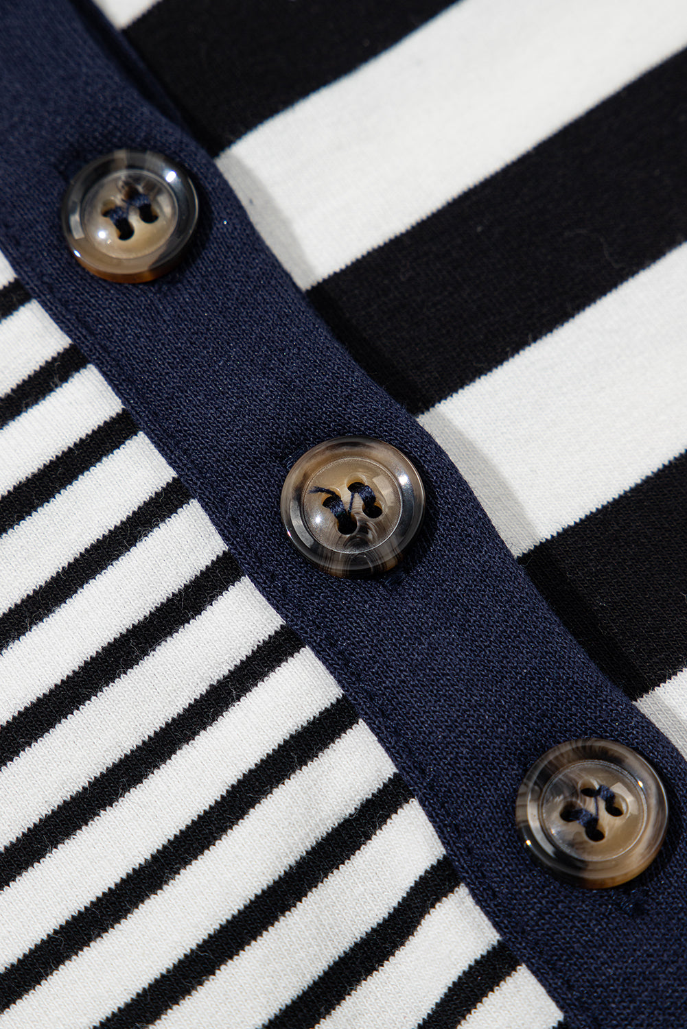 Black Stripe Half Placket Polo T Shirt Dress - Navy Grays Boutique