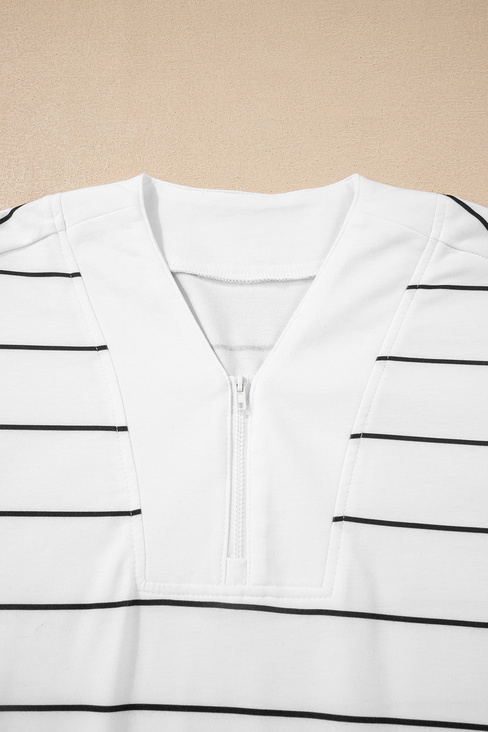 White Stripe Pullover and Short 2pcs Outfit