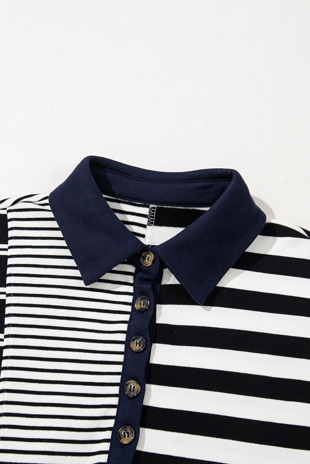 Black Stripe Half Placket Polo T Shirt Dress - Navy Grays Boutique