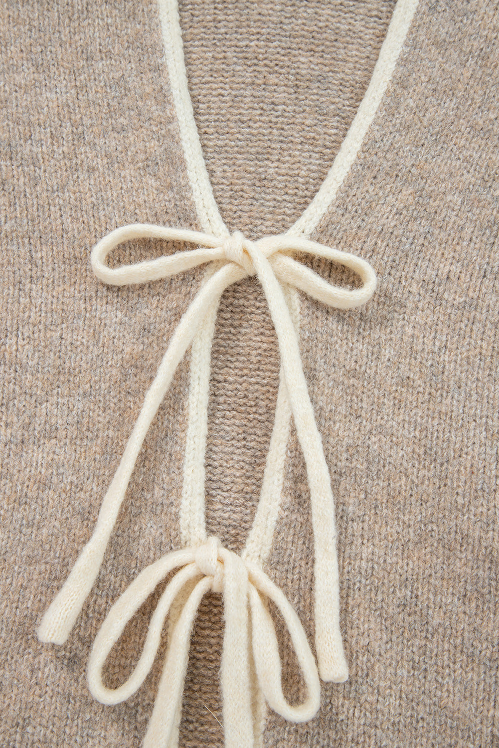 Khaki Tied Front Casual Cardigan