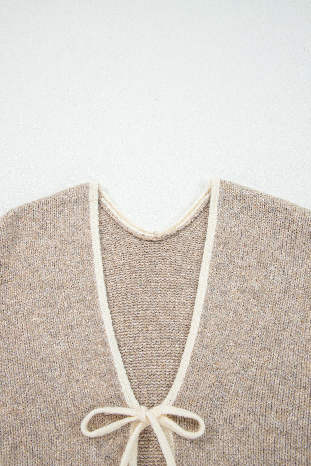 Khaki Tied Front Casual Cardigan