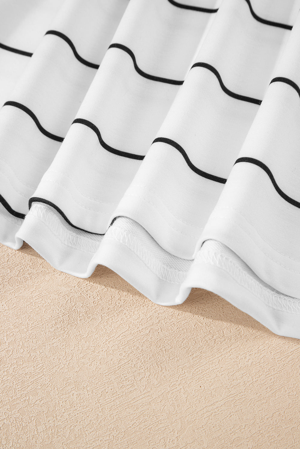 White Stripe Pullover and Short 2pcs Outfit