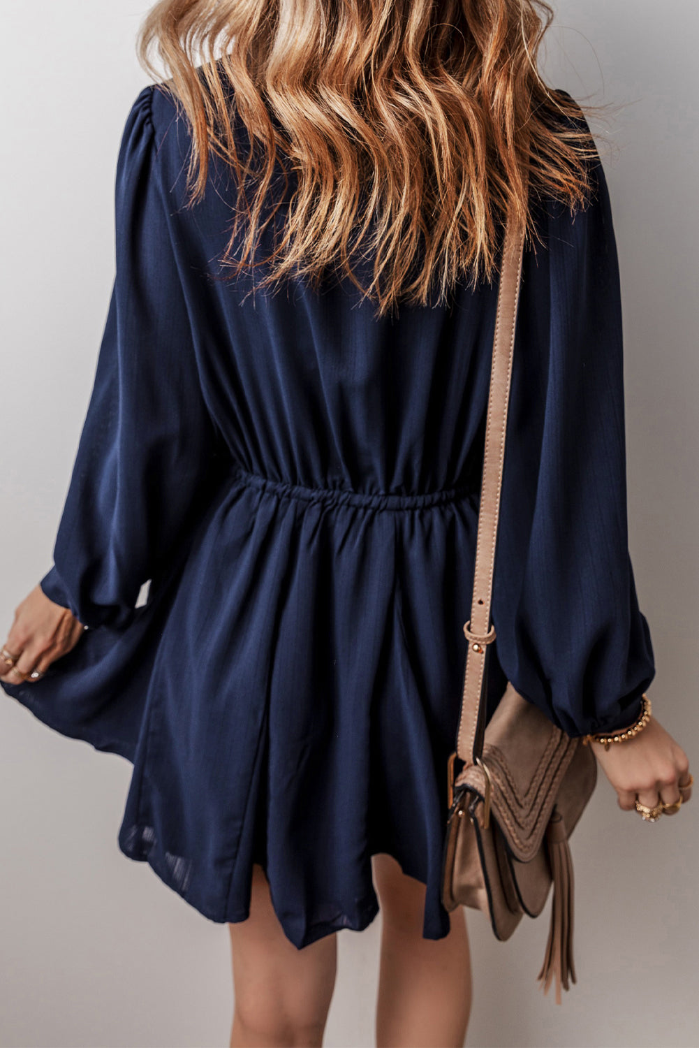 Navy Blue Solid Chest Pockets Tunic Shirt Mini Dress - Navy Grays Boutique