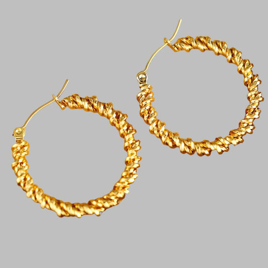 Gold Vintage Textured Hoop Earrings