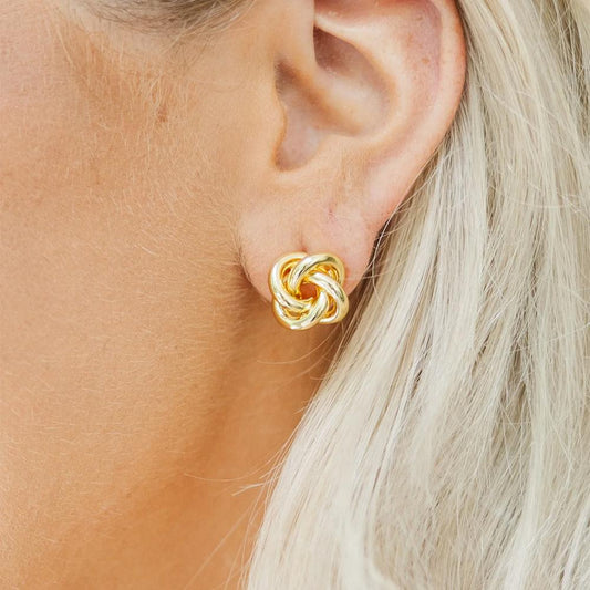 Gold Minimalism Knotted Plated Stud Earrings