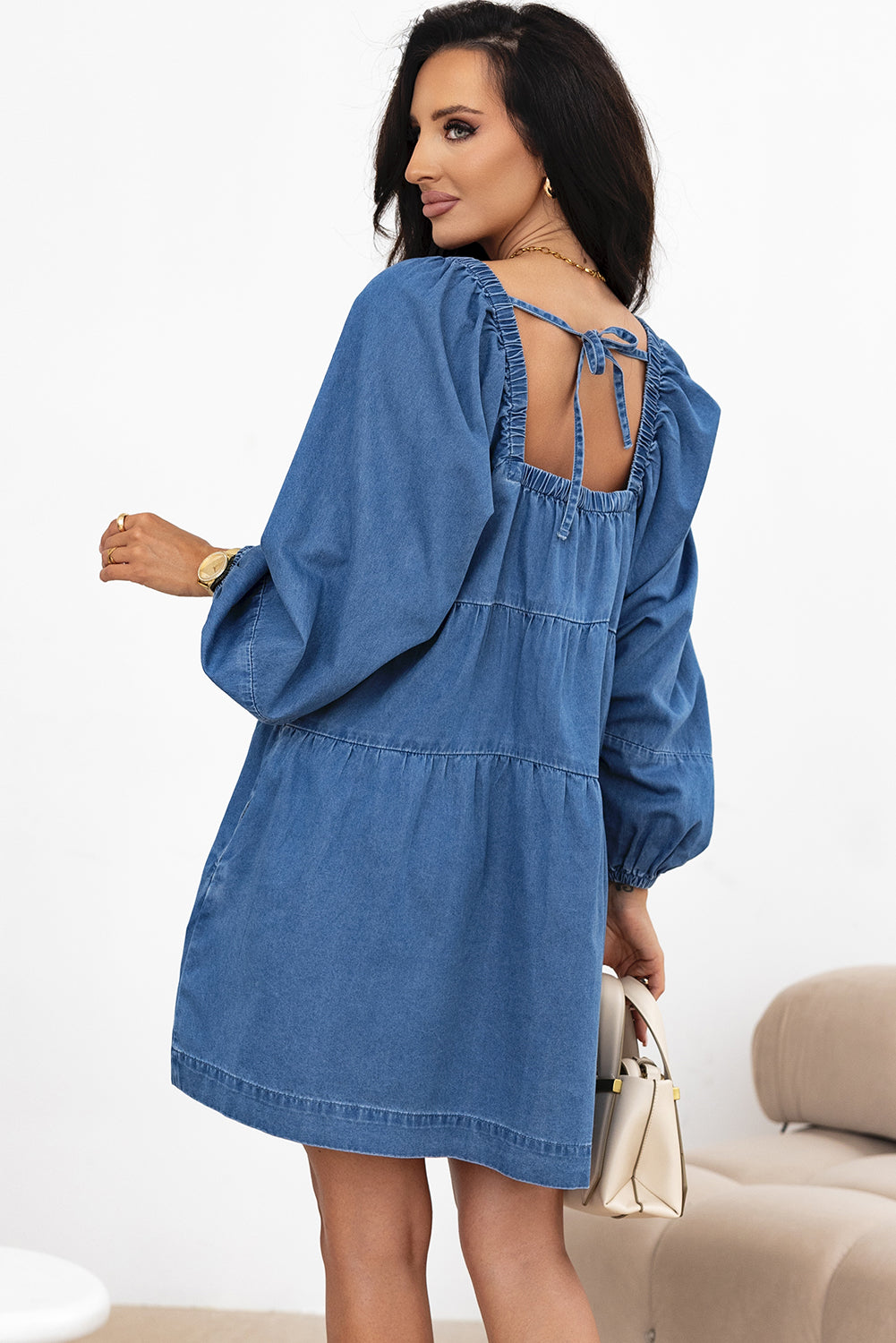 Dusk Blue Loose Fit Denim Mini Dress