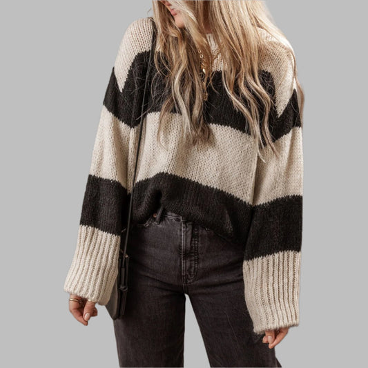 Jet Stream Colorblock Loose Pullover Sweater